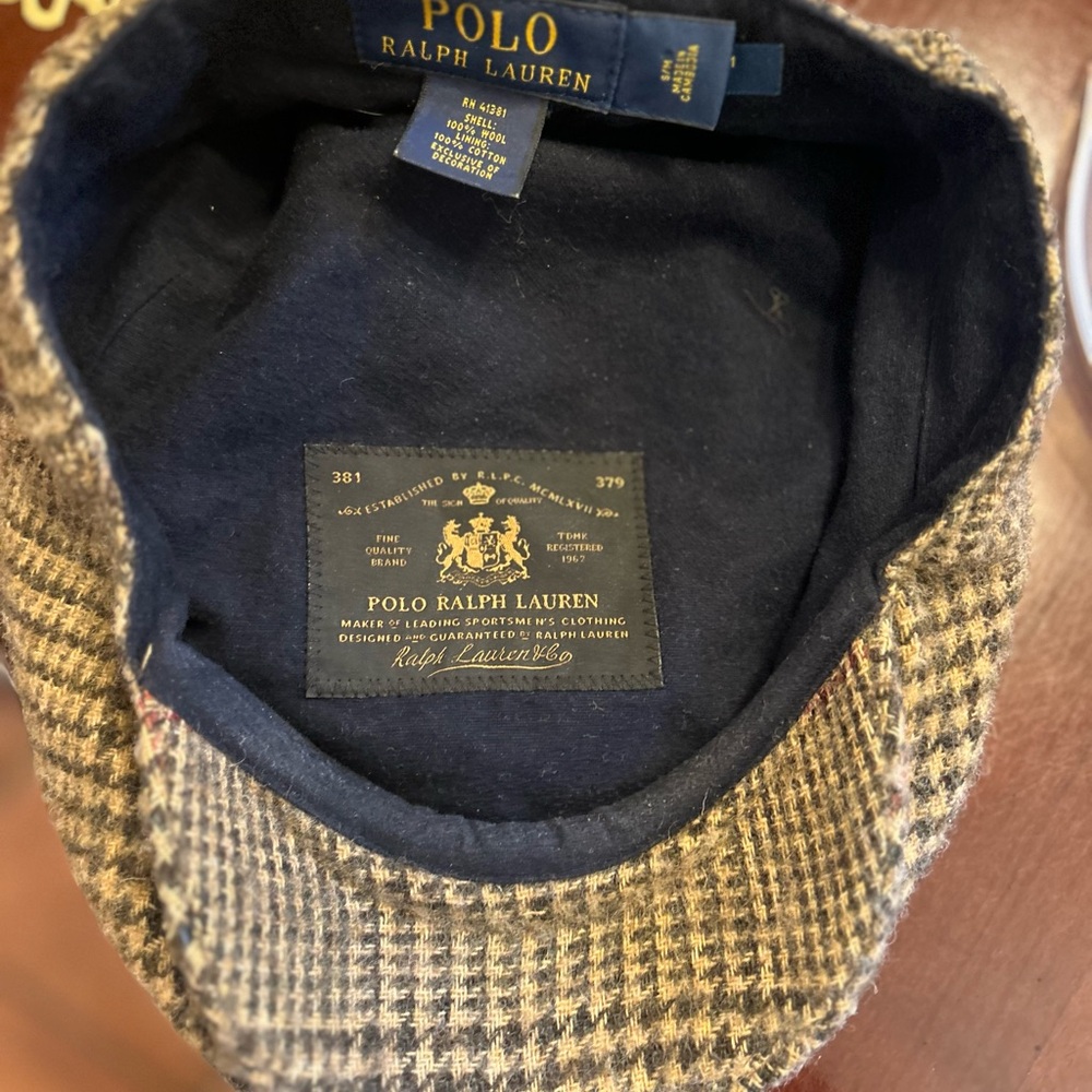Polo Ralph Lauren Blue and Brown Plaid Newsboy Cap - Picture 9 of 9